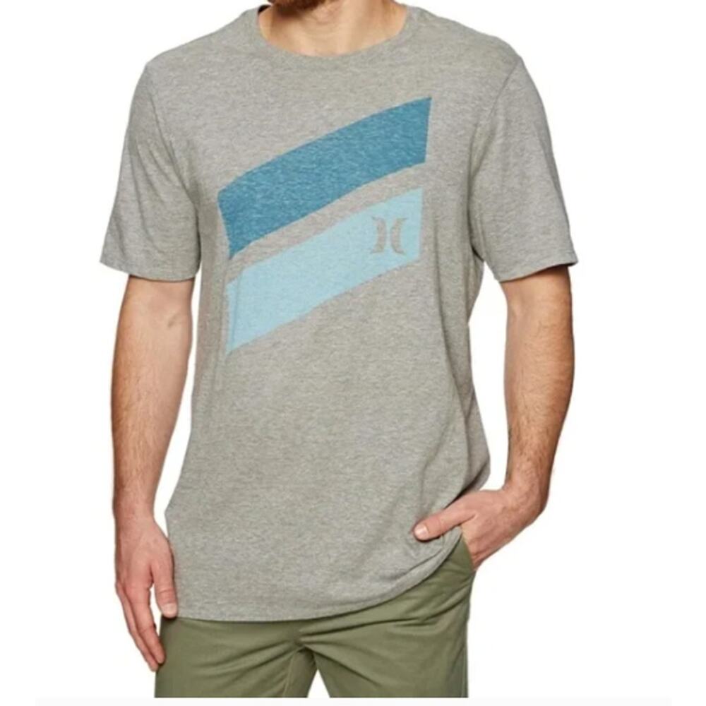 Hurley Icon Slash Push Through Men's Gray Heather T-Shirt Large